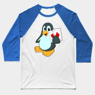 Penguin with Poker cards Baseball T-Shirt